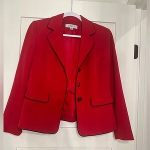 Kasper Red Blazer with Black Piping